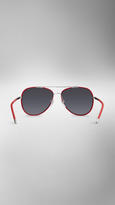 Thumbnail for your product : Burberry Check Detail Aviator Sunglasses