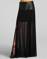 Thumbnail for your product : BCBGeneration Maxi Skirt - Faux Leather and Chiffon