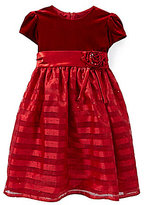 Thumbnail for your product : Jayne Copeland 2T-6X Stretch Velour-Bodice Shadow Stripe Dress