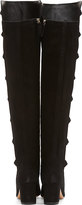 Thumbnail for your product : Valentino Black Suede Covered-Stud Thigh High Boots
