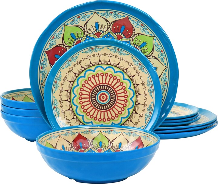 Elama Mandala Micaela Melamine 12 Pc. Dinnerware Set Service for 4