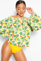 Thumbnail for your product : boohoo Fruit Print Off Shoulder Top