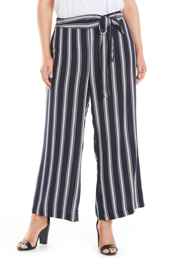 striped tie waist trousers