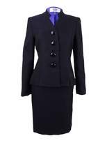Le Suit Womens Three-Button Petal Collar Skirt Suit
