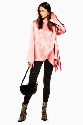 Topshop Womens Satin Asymmetric Tunic - Pink