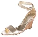 Thumbnail for your product : Gucci Metallic Ankle-Strap Wedges
