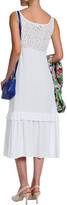 Thumbnail for your product : Love Moschino Lace-trimmed Tiered Woven Midi Dress