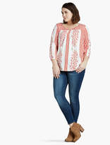 Thumbnail for your product : Lucky Brand FLORAL BORDER PEASANT TOP