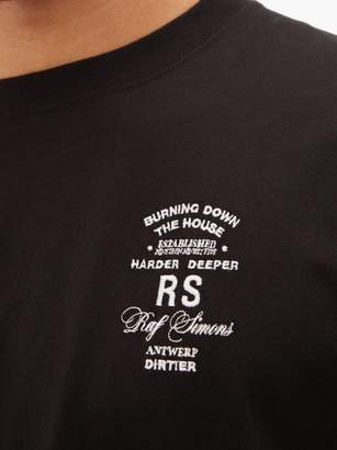 Raf Simons Rs-embroidered Cotton T-shirt - Mens - Black