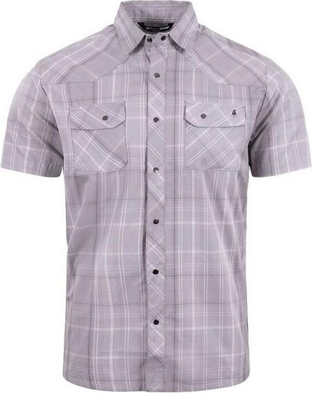 Men's Stone Glacier Breaks Snap Button Up Shirt Medium Stone Plaid