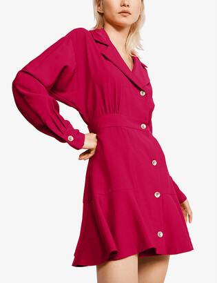 Claudie Pierlot Raspberry notch-lapel woven mini dress - ShopStyle