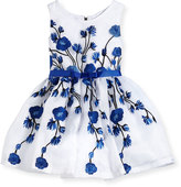 Thumbnail for your product : Zoe Embroidered Rose Tulle Dress, Royal/White, Size 7-14