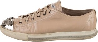 Miu Miu Patent Leather Crystal Embellishments Sneakers