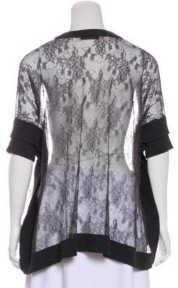 Valentino Knit-Trimmed Lace Top