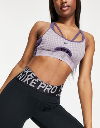 Nike Training Nike Pro Training Indy light support sports bra in grey and  white - ShopStyle