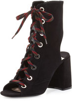 Thumbnail for your product : Prada Suede Lace-Up 85mm Bootie, Nero