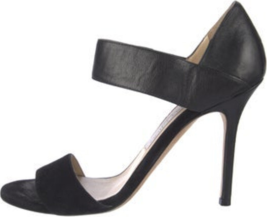 Jimmy Choo Leather Sandals Black Suede Trim