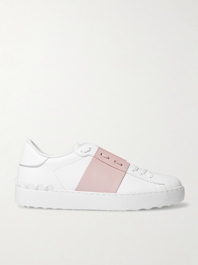 Valentino Garavani Open Two-tone Leather Sneakers - Pink - ShopStyle