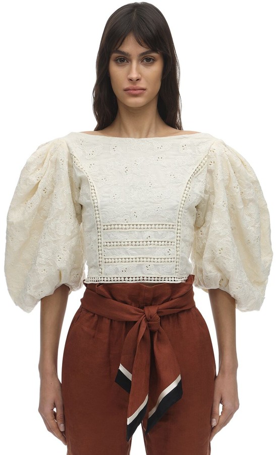 Johanna Ortiz Embroidered Cotton Voile Top - ShopStyle