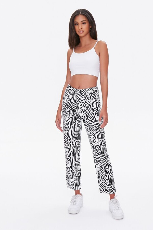 Forever 21 Zebra Print Straight Jeans ShopStyle