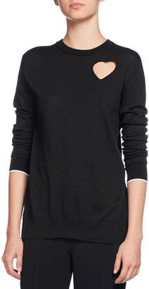 Proenza Schouler Heart-Cutout Pullover Sweater, Black