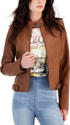 Maralyn & Me Juniors' Faux-Leather Long-Sleeve Moto Jacket - ShopStyle