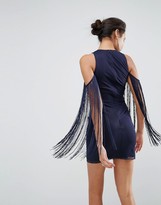 Thumbnail for your product : Asos Design ASOS Embroidered Fringe Cold Shoulder Mini Dress