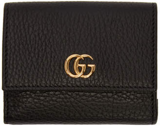 Gucci Black Medium GG Marmont Trifold Wallet
