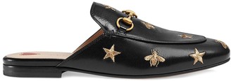 Gucci Princetown embroidered leather slipper