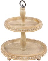 Thumbnail for your product : SONOMA SAGE HOME Light Brown Wood Beaded 2-Level Tiered Server