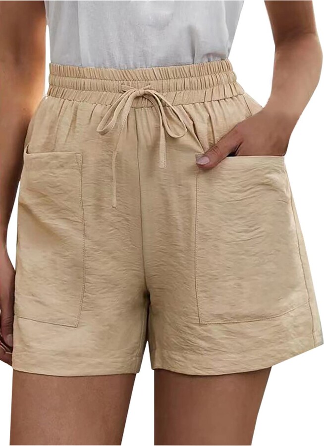 FunAloe Linen Shorts for Women UK Plus Size 22-24 High Waisted Casual  Summer Ladies Shorts Women Loose Wide Leg Pants Straight Pants Cotton Down  Wide-Leg Pants High Waist Pants Down and Sports