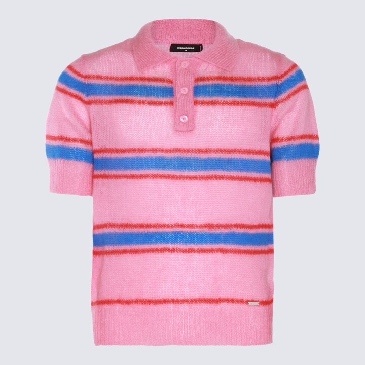 DSQUARED2 Wool Shirt Pink, Blue Blend ShopStyle Polo - And Red