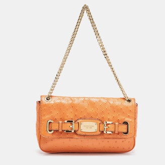 Kim | Small ostrich leather handbag – red