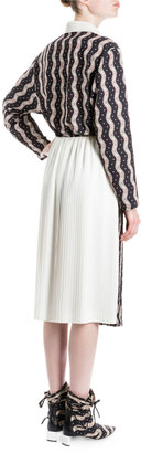 Loewe Floral Wave-Print Combo Skirt, Black