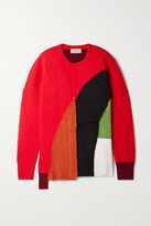Thumbnail for your product : Preen by Thornton Bregazzi Patchwork Wool-blend Sweater - Red