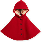 Thumbnail for your product : Burberry Rosa Hooded Button-Front Wool Cape, Windsor Red, Size M-L