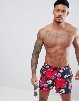 ASOS DESIGN Swim Shorts With Large Floral Print In short Length