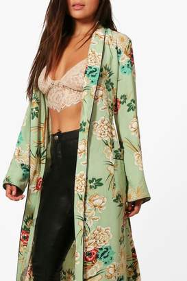 boohoo Petite Premium Char Oriental Floral Kimono Jacket