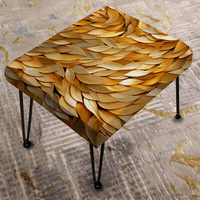 Design Art Gold Fish Scales - Marble Rectangle Ottoman