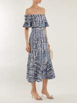 Thumbnail for your product : Goat Fantasy Batik Striped Print Cotton Blend Dress - Womens - Blue Stripe