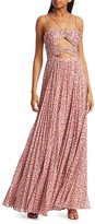 Thumbnail for your product : AMUR Lana Cutout Bodice Pleated Maxi Gown
