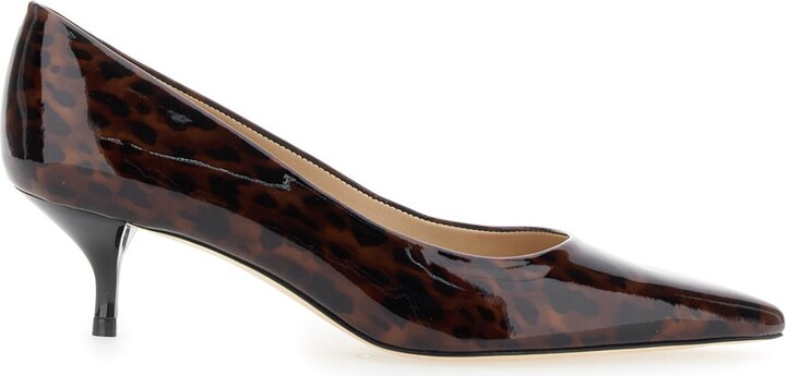 Stuart Weitzman 'power' Brown Pumps With Kitten Heel And Leopard Motif In Leather Woman