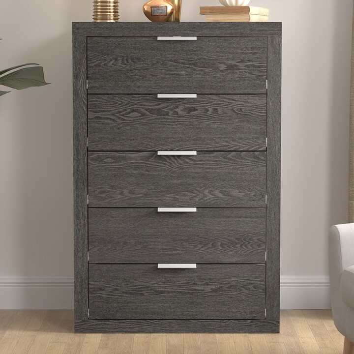 Galano Harlowin 5Drawer Dark Grey Oak Chest Of Drawers ShopStyle Bedroom