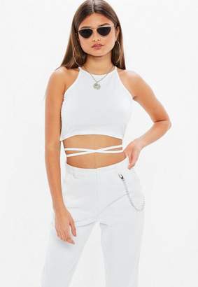 Missguided White Wrap Crop Top