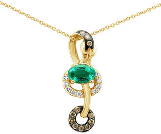 LeVian 14K 0.92 Ct. Tw. Diamond & Emerald Necklace