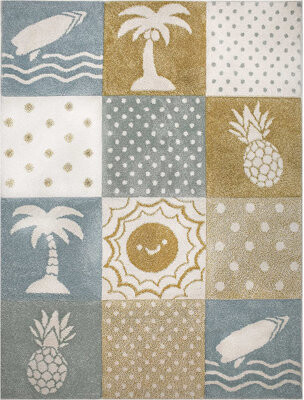 Sunside Sails Area Rug for Kids Bedroom Cute Island Vibes Modern Decor Nursery Playroom Carpet Mat