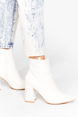 Nasty Gal Womens Wide Fit Pointed Toe Ankle Boots - White
