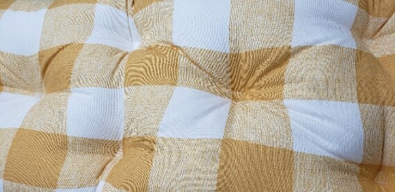 36" X 16" Buffalo Plaid Tufted Bench Cushion, Seat Farmhouse Black, Grey, Navy, Ecru Yellow Red, Orange
