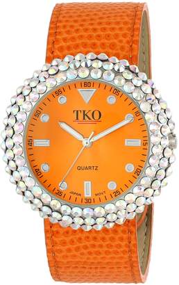 TKO ORLOGI Women's TK618OR Leather Orange Crystal Slap Watch