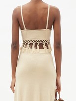 Thumbnail for your product : JoosTricot Macrame-hem Knitted Linen-blend Cropped Top - Light Beige